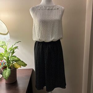 LOFT Black and White Polka Dot A-Line Skirt Size 8